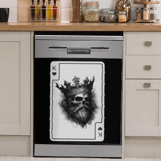 King of Hearts Creepy Card Game Poker Dish Washer Covers