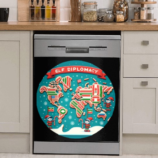 Elf Diplomacy - World Map of Sweet Connections Dish Washer Covers