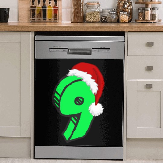 Age 9 Christmas Hat - Number Nine Dish Washer Covers