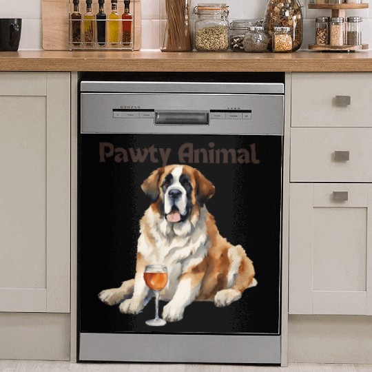 Saint Bernard Dog Pawty Animal Dish Washer Covers