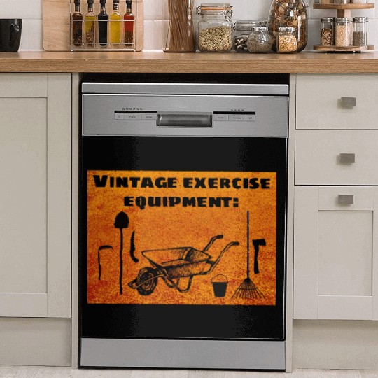 Vintage Exercise Equipment (Orange) - Garden Humor Dish Washer Covers
