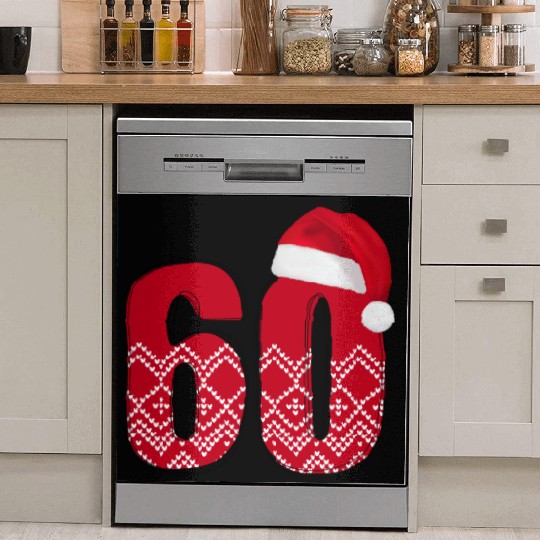 Happy 60th Christmas Birthday - Number Sixty Dish Washer Covers