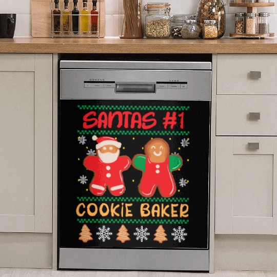 Santa's Number 1 Cookie Baker Christmas Baking Dish Washer Covers