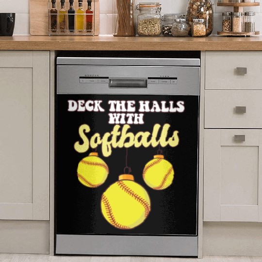 Softball Player Catcher Christmas Balls Deck The Dish Washer Covers