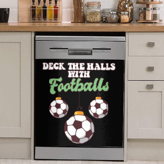 Football Player Coach Christmas Balls Deck The Dish Washer Covers
