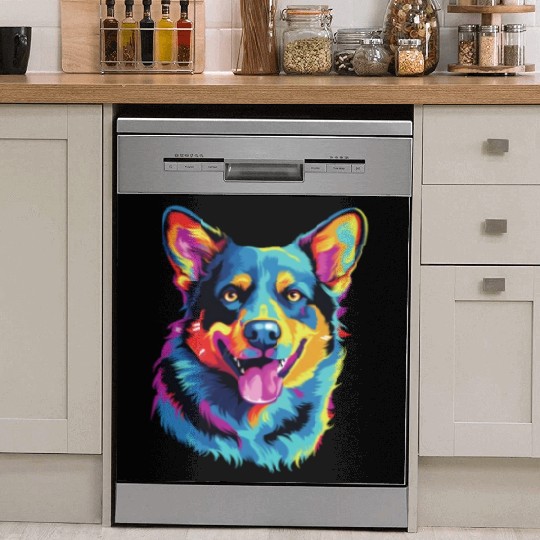Watercolor Colorful Australian Cattle Dog Dish Washer Covers