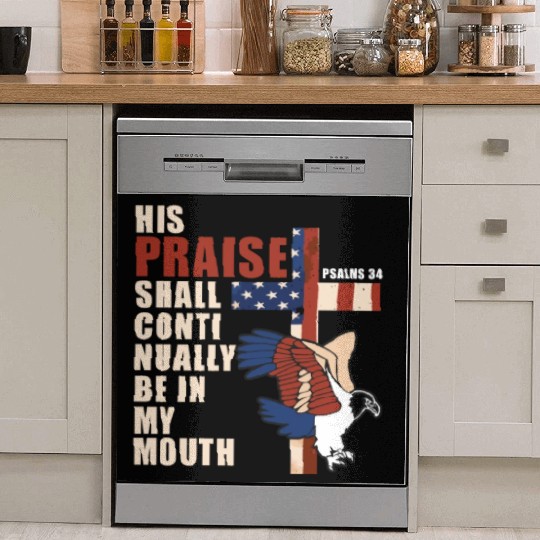 US Flag Eagle Christian Cross Patriotic Bible Vers Dish Washer Covers