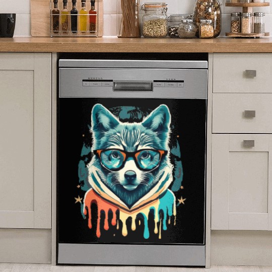 Hipster Wolf Drip Dish Washer Covers