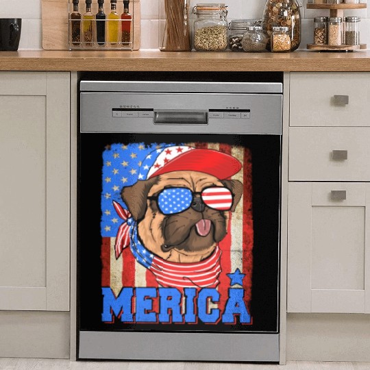 Funny Merica Retro Flag Us American Bulldog Dish Washer Covers