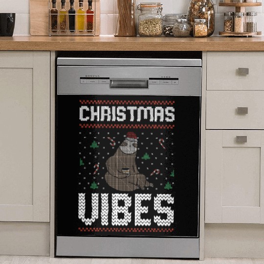 Sloth Christmas Vibes Ugly Sweater Dish Washer Covers