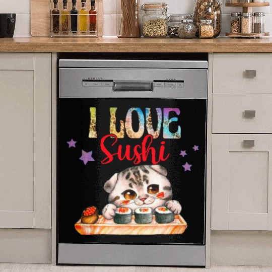 I love Sushi - Cat sushi Dish Washer Covers