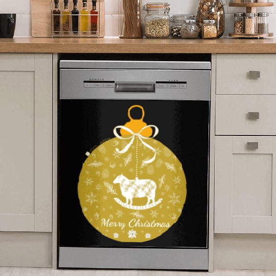 Golden Lamb Christmas Ornament Dish Washer Covers