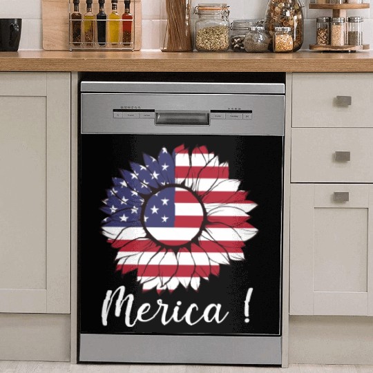 Merica Sunflower Usa Flag Dish Washer Covers