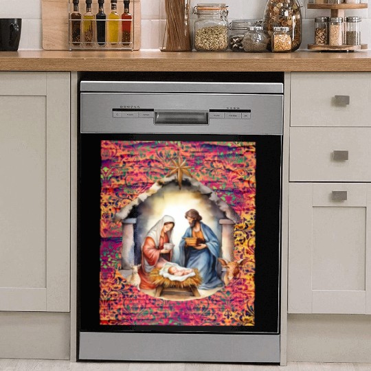 Nativity scene with Mary Joseph Baby Jesus Dish Washer Covers