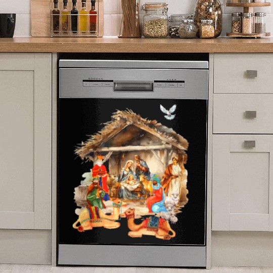Nativity scene with Mary Joseph Baby Jesus Dish Washer Covers