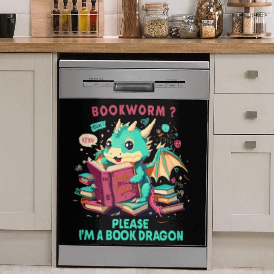 bookworm Please I'm A Book Dragon, Unisex graphic Dish Washer Covers