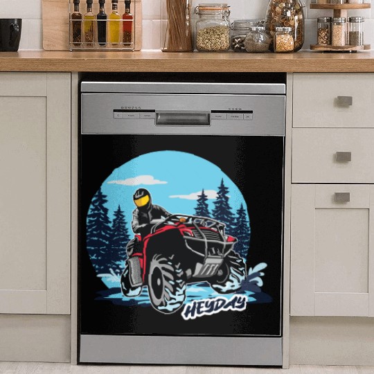 ATV/Quad "Winter Riding" style logo. By "Hey Day" Dish Washer Covers