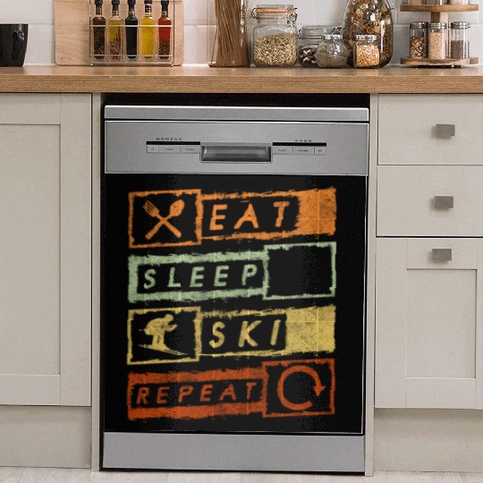 Skiing Mountain Winter Vacation Apres Ski Dish Washer Covers