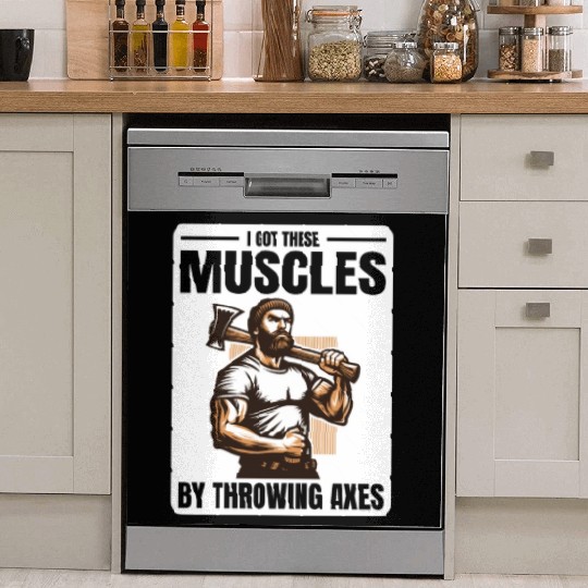 Muscle-Forged Mastery: Lumberjack's Axe Throwing Dish Washer Covers