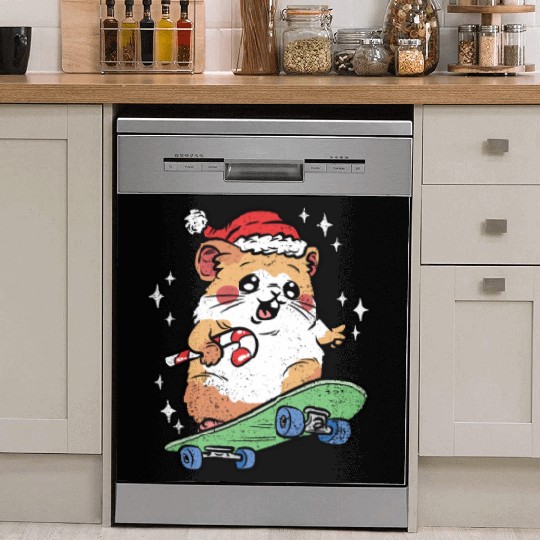 CUTE HAMSTER RIDING SKATEBOARD Dish Washer Covers