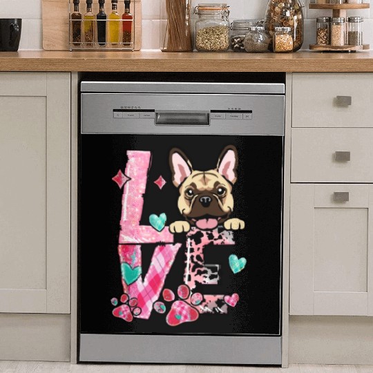 Frenchie Dog I Love My Dog Valentines Day Dish Washer Covers