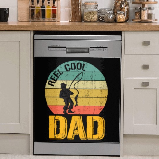 Mens Reel Cool Dad Dish Washer Covers Funny Fisherman Christmas