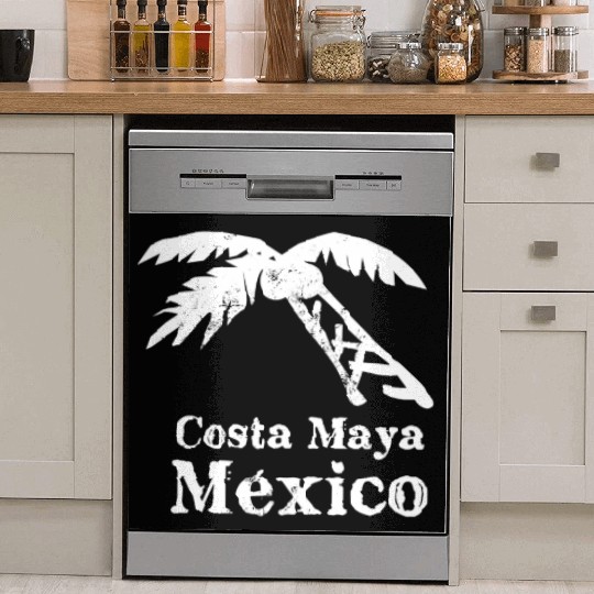 Costa Maya Mexico Palm Tree Vacation Trip Beach Me Dish Washer Covers