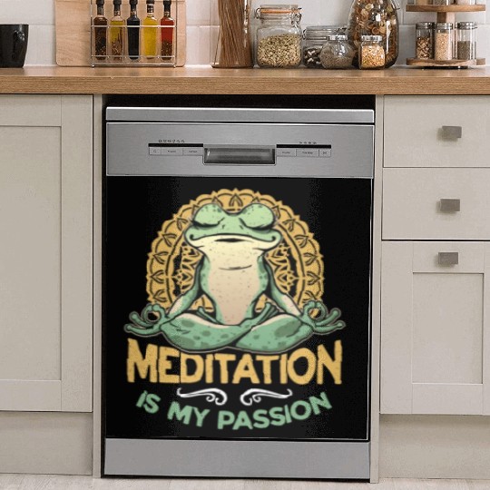 Meditation Is My Passion Yoga Exercise Frog Lover Dish Washer Covers
