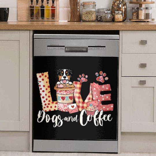 Australian Shephard Dog Coffee Lover Valentines Da Dish Washer Covers