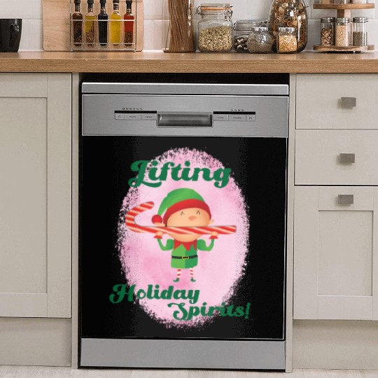 Elf Gym Lifting Dish Washer Covers - Christmas