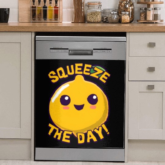 Squeeze The Day! Cute Lemon Cartoon! Dish Washer Covers