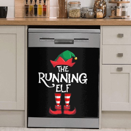 Running Elf Matching Family Christmas Dish Washer Covers
