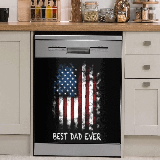 Best Dad Ever With US American Flag Gifts Fathers Dish Washer Covers
