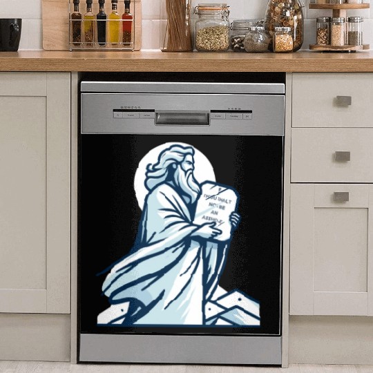 Thou shalt not be an asshole funny Moses design Dish Washer Covers