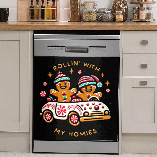 Rollin' With My Homies Vintage Gingerbread Men Dish Washer Covers
