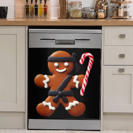Funny Ninja Gingerbread Man Cookie Candy Cane Dish Washer Covers