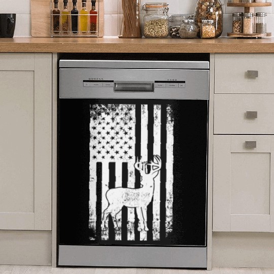 Camo US Flag Deer Elk Buck Camoflage Hunting Dish Washer Covers