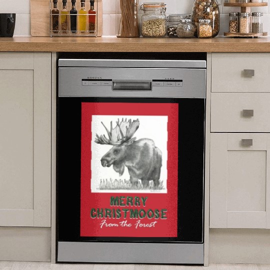 XMAS Card MOOSE Dish Washer Covers