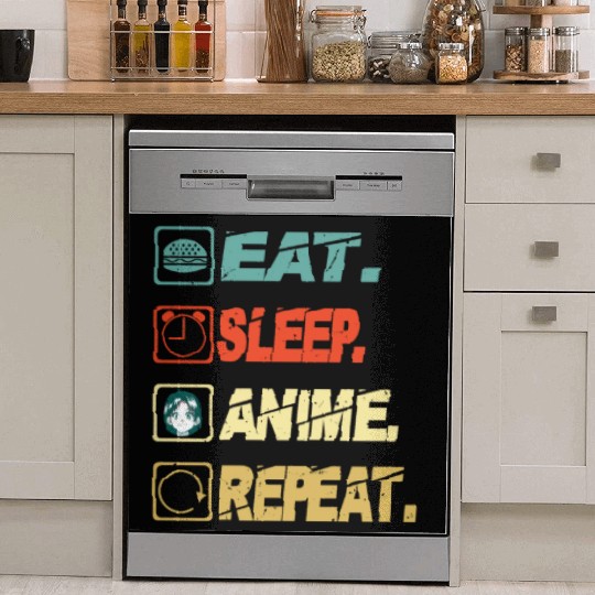 Eat Sleep Anime Repeat Ramen Kawaii Japanese Manga Dish Washer Covers