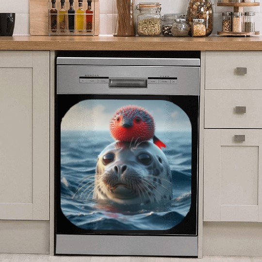 Seal and pufferfish friends from the ocean Dish Washer Covers