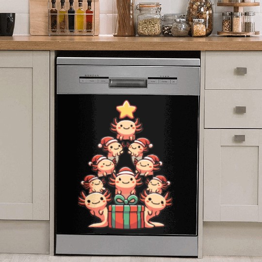 Axolotl Christmas Tree Merry Christmas Dish Washer Covers