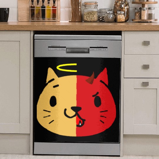 Two Face Cat Angel And Devil Dish Washer Covers