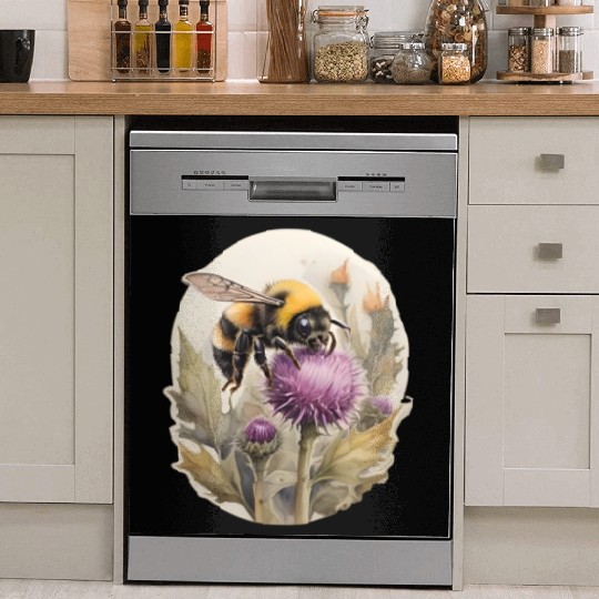Bumblebee on thistle watercolor Dish Washer Covers