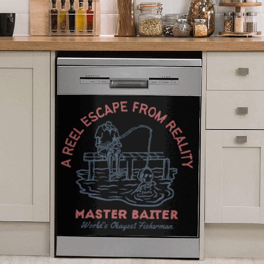 Skeleton Fishing Baiter Funny Okayest Fisher Puns Dish Washer Covers