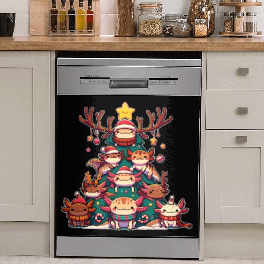 Axolotl Christmas Tree Merry Christmas Dish Washer Covers