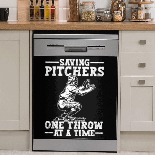 Baseball Catcher Saving Pitchers Dish Washer Covers
