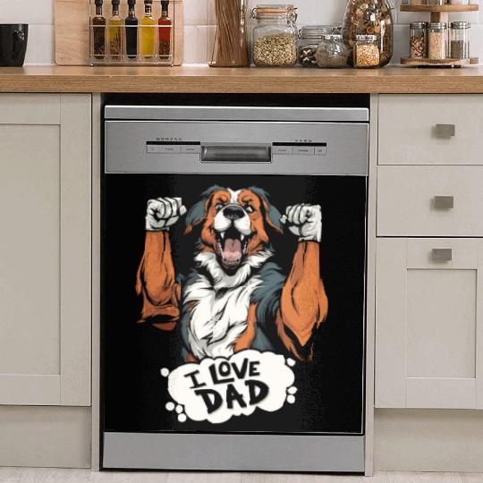 Australian Shepherd Aussie Dog I Love Dad Dish Washer Covers
