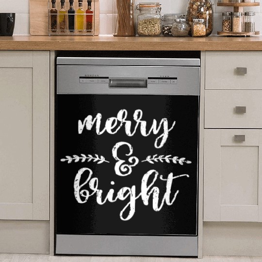 Merry And Bright Meme Funny Christmas Vintage Dish Washer Covers