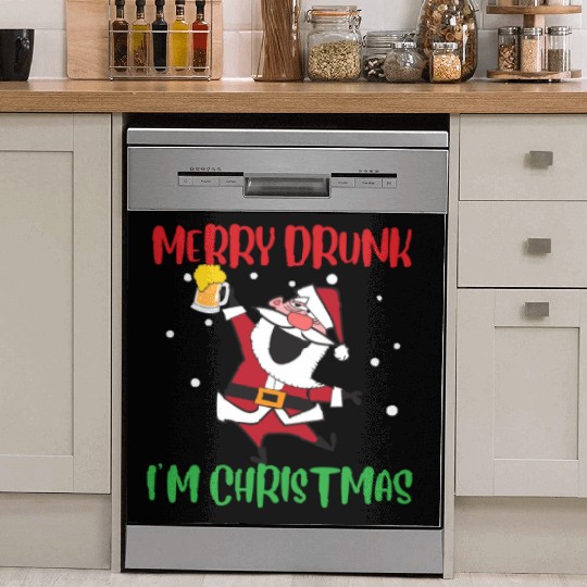Merry Drunk I'm Christmas Funny Santa Claus Dish Washer Covers