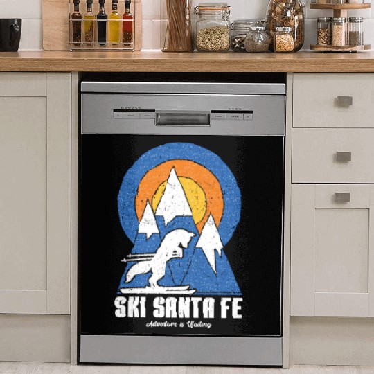 Retro Ski Santa Fe White Fox Dish Washer Covers